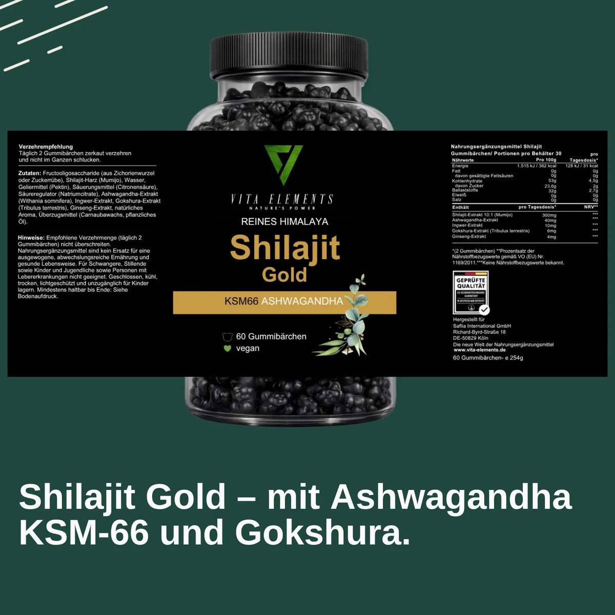 Himalaya Shilajit Gold Gummies |   Laboratory Tested in Germany |   Food Supplements |   60 Gummy Bears |   Vegan |   Without Genetic Engineering |   3-Piece Set