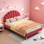 Creahappy, 140×200 cm Double Bed, Teen Bed, Girls’ Bed, Children’S Bed, Upholstered Bed, Kids’ Bed, Secondary Bedroom Bed, Guest Room Bed, Sturdy And Quiet Bed Frame, Trendy “Girl-Style” Bedroom Bed Frame, Velvet,