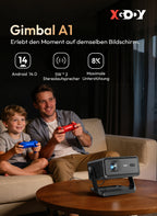 Xgody Auto Focus Android14 4K Projector 360Ansi 8K Native 720P Gimbal A1 with Wifi6 Bt5.4 Allwinner H726 Portable Outdoor