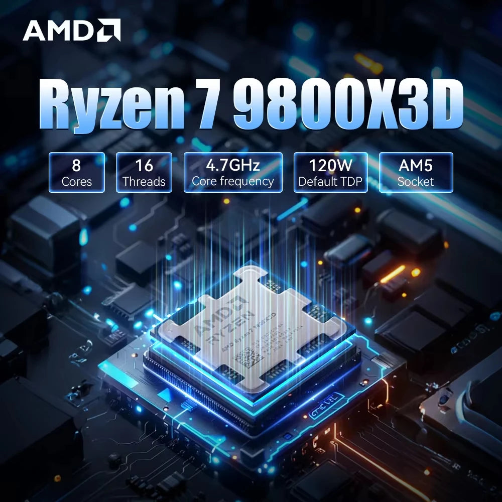 Original AMD Ryzen 7 9800X3D Desktop Processor  Zen 5 Processor Architecture 8 Cores 16 Threads AM5 CPU Socket PCIe 5.0 Express Version