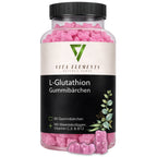 L-Glutathione Gummies |   Laboratory Tested in Germany |   Food Supplements |   With Vitamin C and Vitamin E |   With Collagen |   Fruity Gummy Candy |   Free from Genetic Modification |   60 Gummy Bears