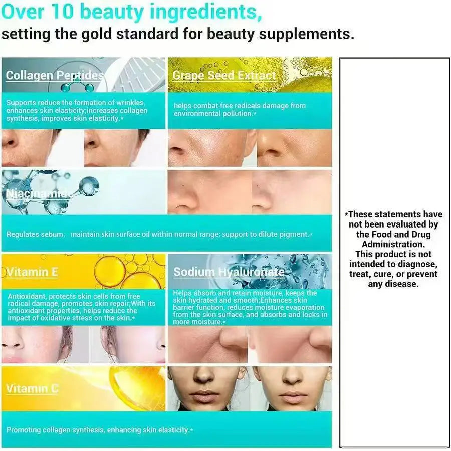 60 Tablets Collagen Peptide Multivitamin with Vitamin C And Niacinamide - Hair Skin Nails Support Supplement