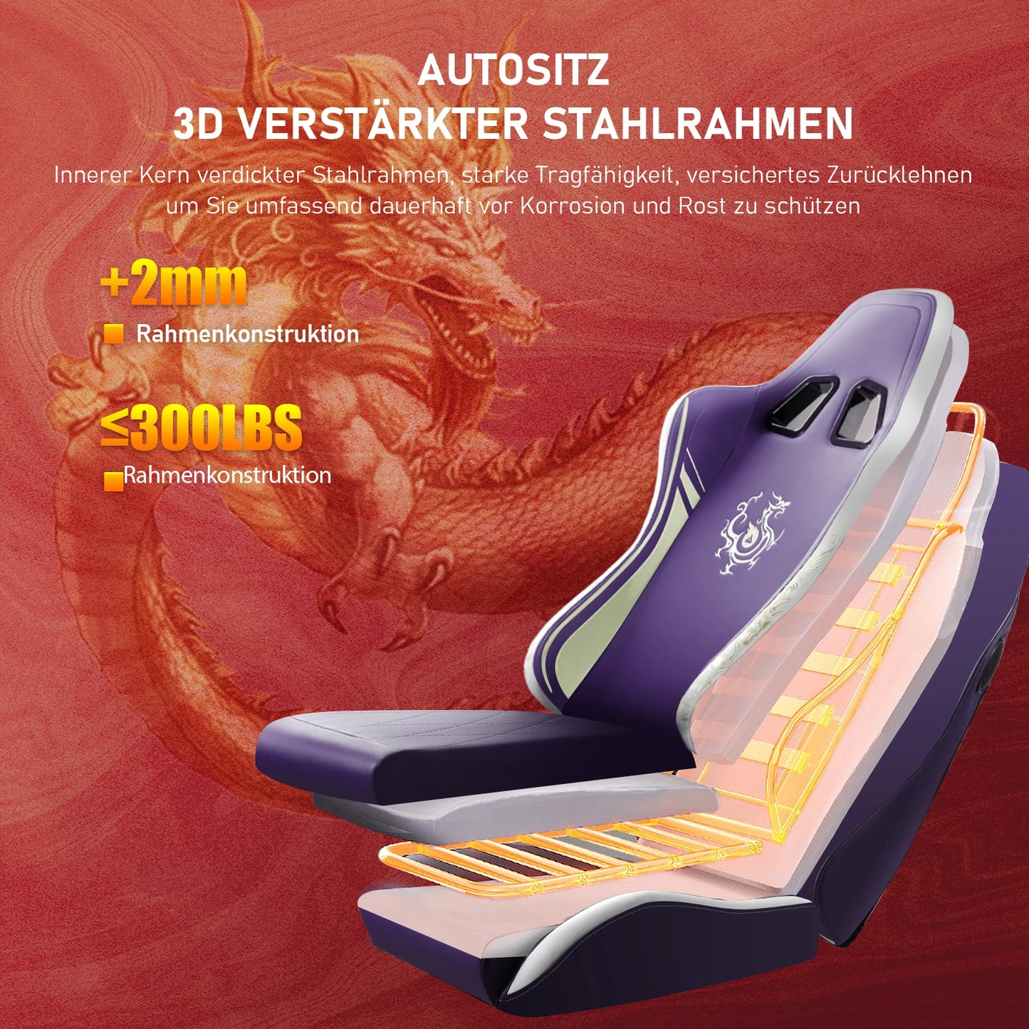 GTPLAYER Dragon Gaming Chair with Bluetooth & Footrest