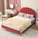 Creahappy, 140×200 cm Double Bed, Teen Bed, Girls’ Bed, Children’S Bed, Upholstered Bed, Kids’ Bed, Secondary Bedroom Bed, Guest Room Bed, Sturdy And Quiet Bed Frame, Trendy “Girl-Style” Bedroom Bed Frame, Velvet,