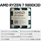 AMD Ryzen 7 9800X3D Desktop Processor  Zen 5 Processor Architecture 8 Cores 16 Threads AM5 CPU Socket PCIe 5.0 Express Version