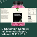 L-Glutathione Gummies |   Laboratory Tested in Germany |   Food Supplements |   With Vitamin C and Vitamin E |   With Collagen |   Fruity Gummy Candy |   Free from Genetic Modification |   60 Gummy Bears