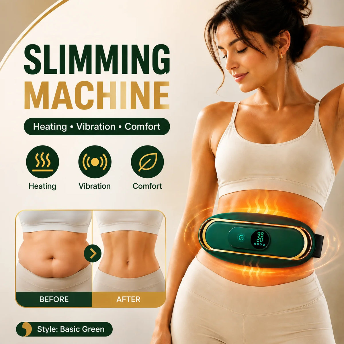 Slimming Machine for Women, Electric Abdominal Fat Burner, Anti-Cellulite Massage Belt, Body Shaping & Belly Fat Removal
