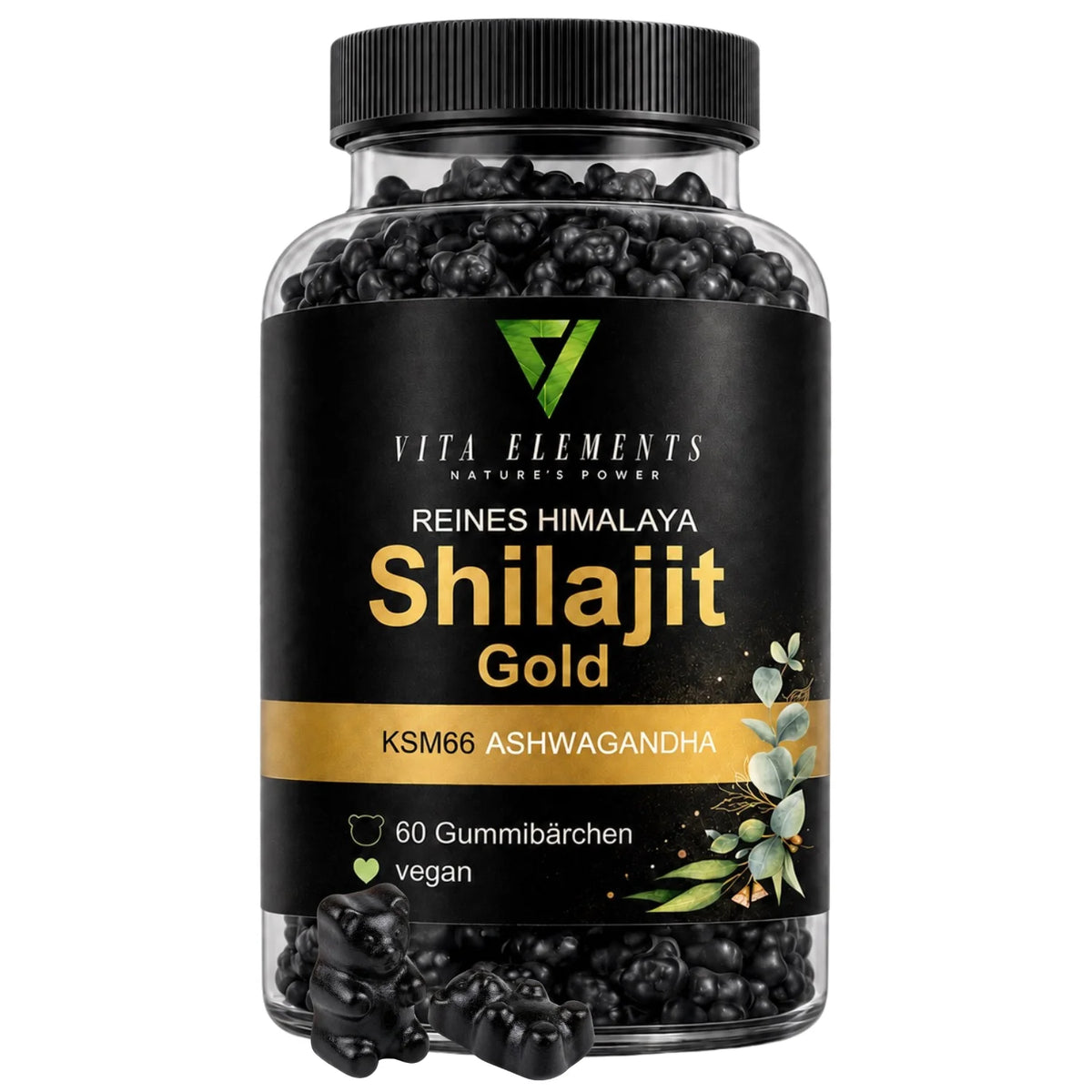 Himalaya Shilajit Gold Gummies |   Laboratory Tested in Germany |   Food Supplements |   60 Gummy Bears |   Vegan |   Without Genetic Engineering