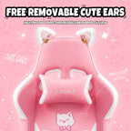 Vigosit Gaming Chair Cute Ears and Kawaii Pillow Ergonomic Computer Game Chair for Girls with Lumbar Support