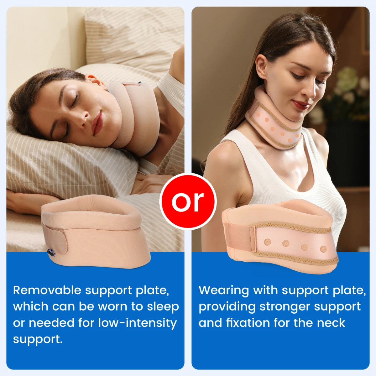 VELPEAU Foam Neck Support Brace for Neck Pain and Posture Correction, Adjustable Cervical Collar with Replaceable Sleeve