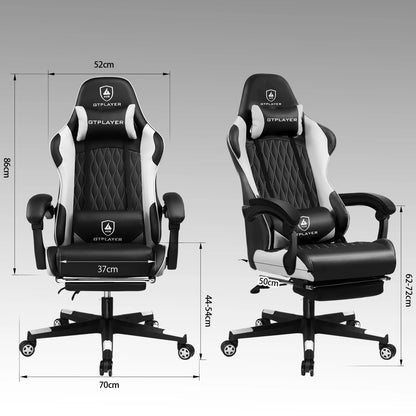GTPLAYER Gaming Chair with Footrest & Lumbar Pillow