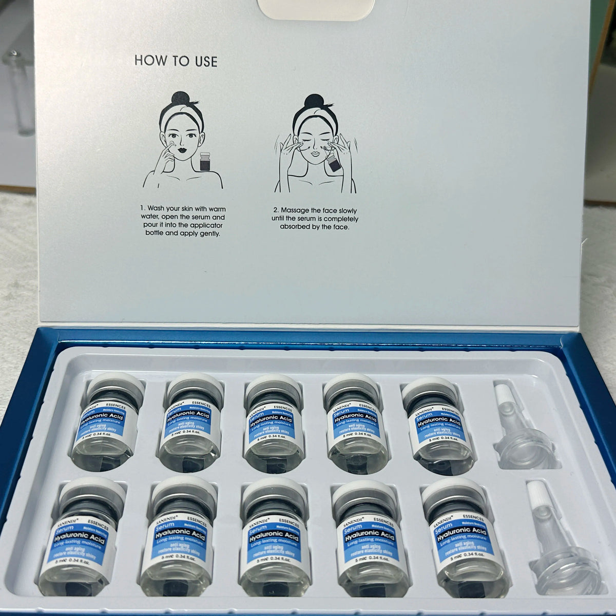 SANENDI Hyaluronic Acid Serum Six Peptides Vitamin C Essence Korean Skin Care Liquid Solution Hydrate Beauty Product 5ml 10 vial