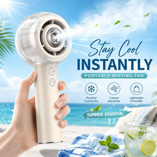Portable Misting Handheld Fan With 6000mAh Battery For Travel Camping
