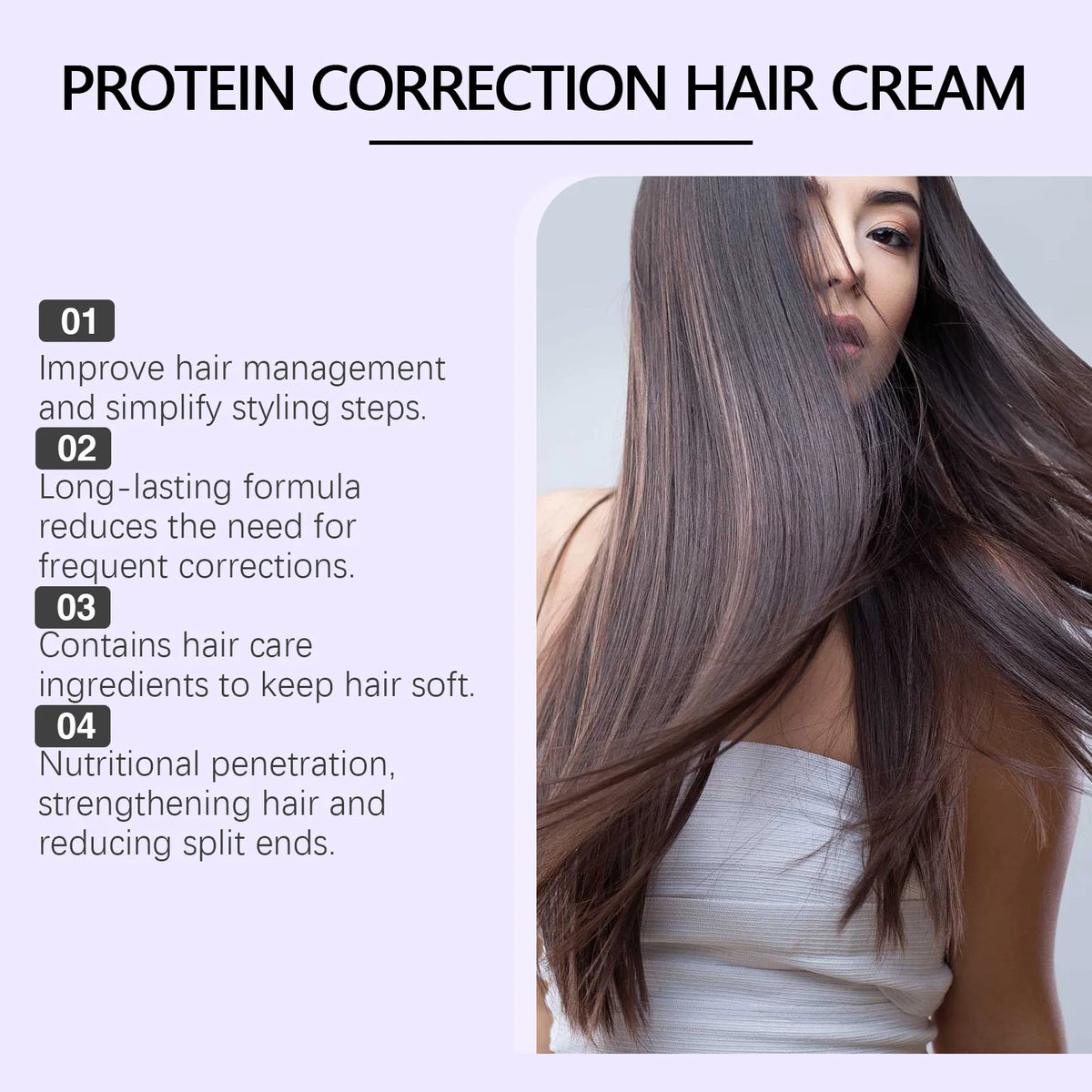 Protein Hair Straightening Cream with Silk Shine Technology Smooth Frizz Hair Intensive Dry Damaged Repair Keratin Hair Treatment Hydrating Hair Mask
