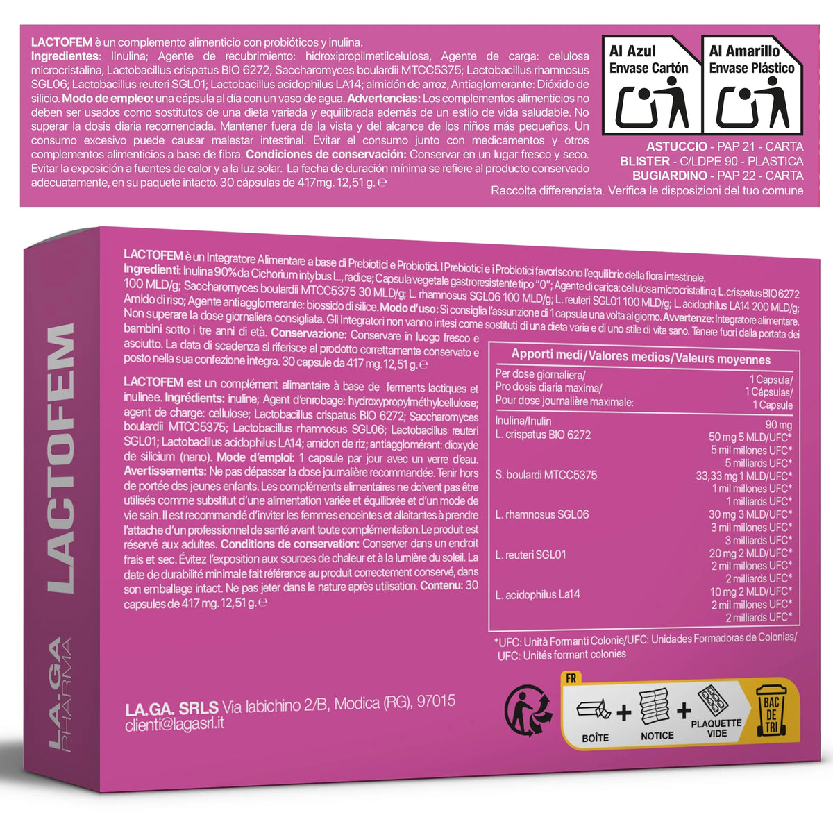 Women’s probiotics for vaginal bacterial flora, also in cases of candidiasis. High-Dose Vaginal Probiotics: Lactobacillus reuteri, Lactobacillus rhamnosus GG, Lactobacillus crispatus, and Saccharomyces boulardii. 30 Capsule