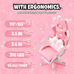 Vigosit Gaming Chair Cute Ears and Kawaii Pillow Ergonomic Computer Game Chair for Girls with Lumbar Support