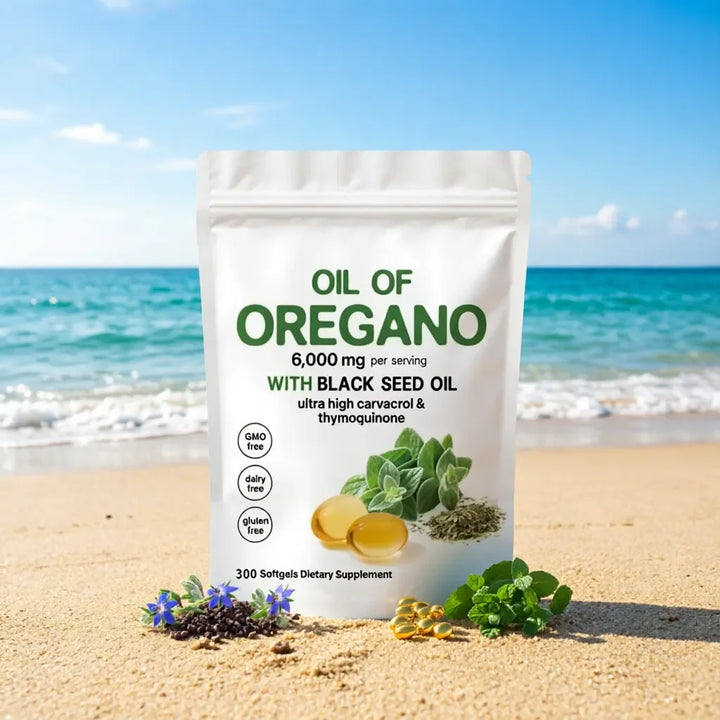 Oil of Oregano with Black Seed Oil (180 Softgels) | 4X Strength Carvacrol & Thymoquinone | Organic Plant-Based Immune Support Supplement | Non-GMO