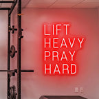 Lift Heavy Pray Hard Neon Sign Home Gym Neon Workout Room Fitness Wall Motivational Sign