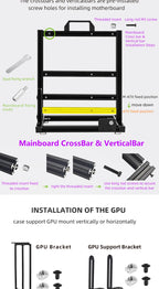 METALFISH BlockCase Aluminum Open Frame Case Support ATX/M-ATX Mainboard GPU Mount Horizontally 240 Water Cooler Gaming Cabinet