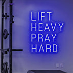Lift Heavy Pray Hard Neon Sign Home Gym Neon Workout Room Fitness Wall Motivational Sign