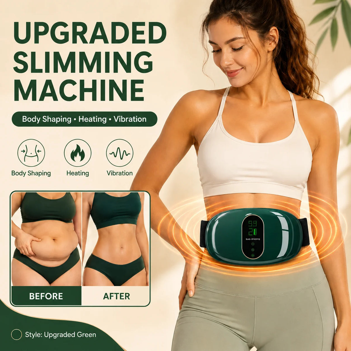 Slimming Machine for Women, Electric Abdominal Fat Burner, Anti-Cellulite Massage Belt, Body Shaping & Belly Fat Removal