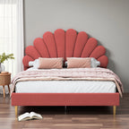 Creahappy, 140×200 cm Double Bed, Teen Bed, Girls’ Bed, Children’S Bed, Upholstered Bed, Kids’ Bed, Secondary Bedroom Bed, Guest Room Bed, Sturdy And Quiet Bed Frame, Trendy “Girl-Style” Bedroom Bed Frame, Velvet,