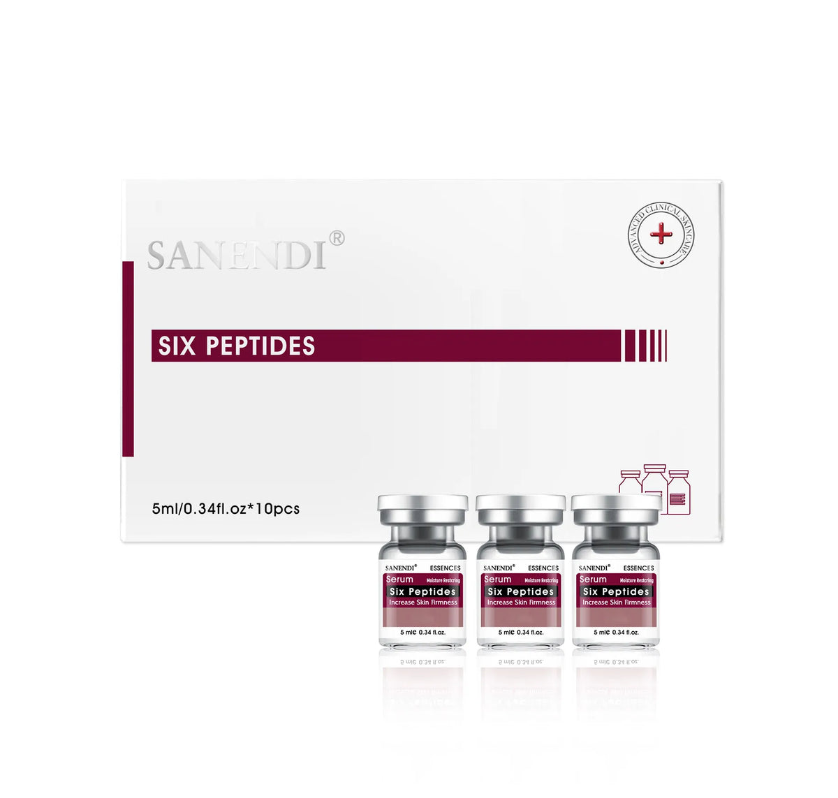 SANENDI Hyaluronic Acid Serum Six Peptides Vitamin C Essence Korean Skin Care Liquid Solution Hydrate Beauty Product 5ml 10 vial