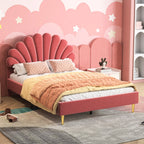 Creahappy, 140×200 cm Double Bed, Teen Bed, Girls’ Bed, Children’S Bed, Upholstered Bed, Kids’ Bed, Secondary Bedroom Bed, Guest Room Bed, Sturdy And Quiet Bed Frame, Trendy “Girl-Style” Bedroom Bed Frame, Velvet,
