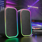 Mars Gaming MS-OM, 20W Gaming Speakers, RGB Dynamic Lighting, 5.3 + AUX-IN Bluetooth Speakers, Volume Control Box, DSP Chipset Customized, Universal Compatibility, Black or White Bluetooth Speakers
