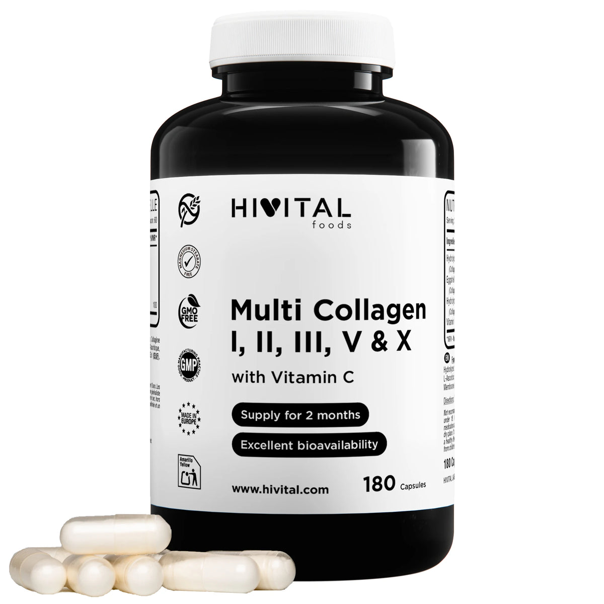 Multi hydrolyzed collagen | 180 capsules. hivital