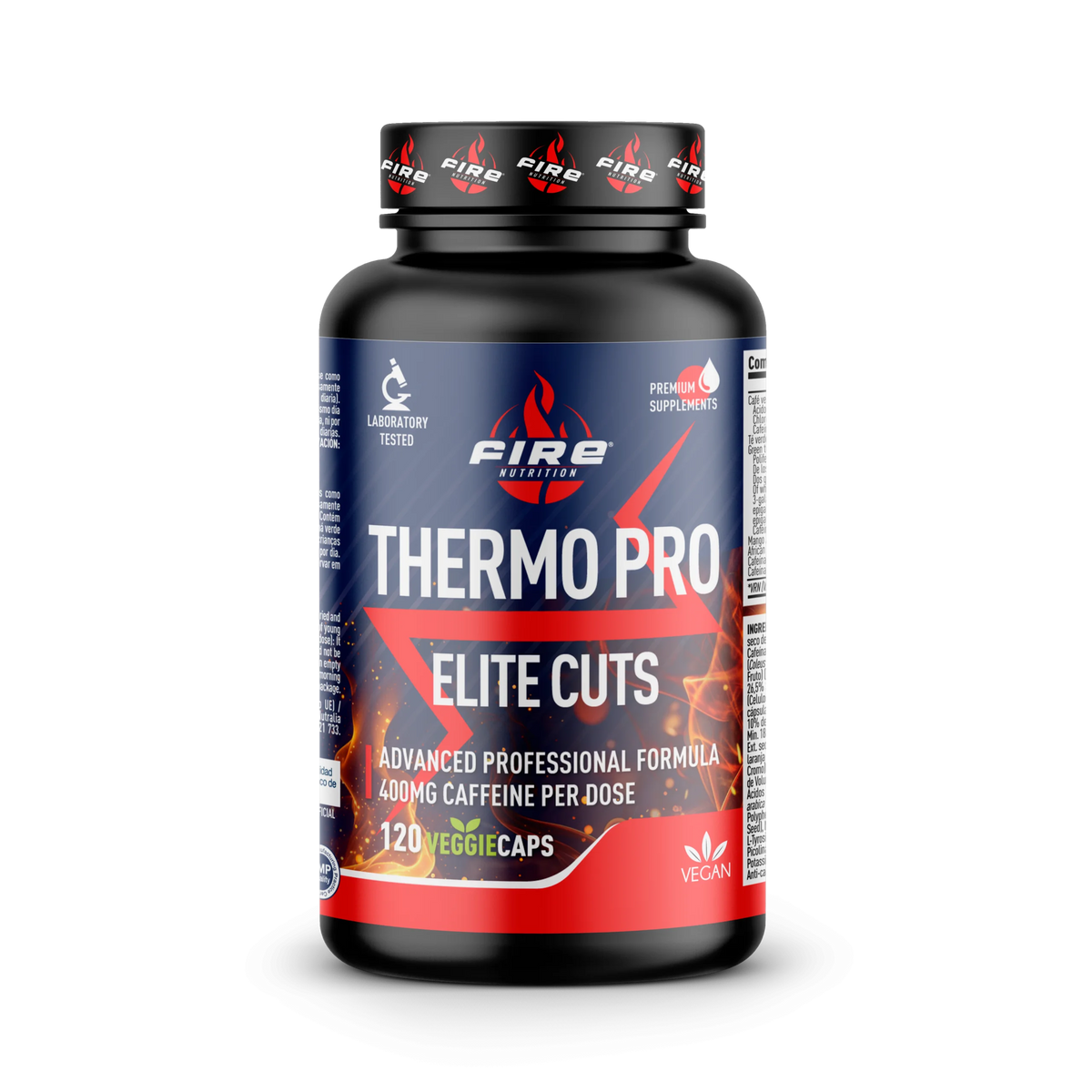 Thermo pro elite cuts 120 vegetable capsules fire nutrition – formula with 400 mg of caffeine per dose