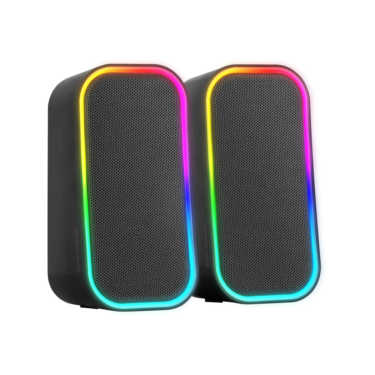 Mars Gaming MS-OM, 20W Gaming Speakers, RGB Dynamic Lighting, 5.3 + AUX-IN Bluetooth Speakers, Volume Control Box, DSP Chipset Customized, Universal Compatibility, Black or White Bluetooth Speakers