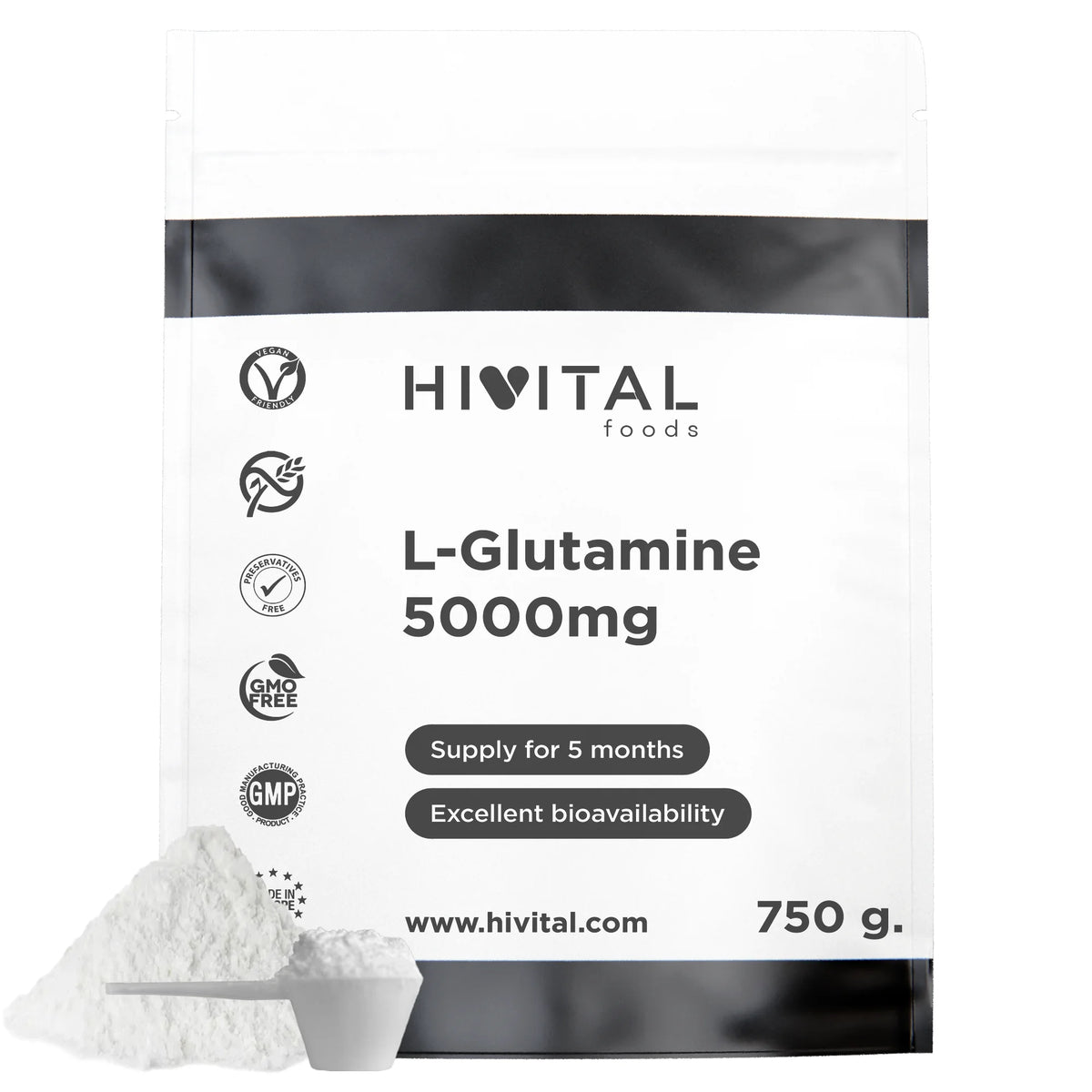L-glutamine 5000 mg | 750 grams of vegan powder