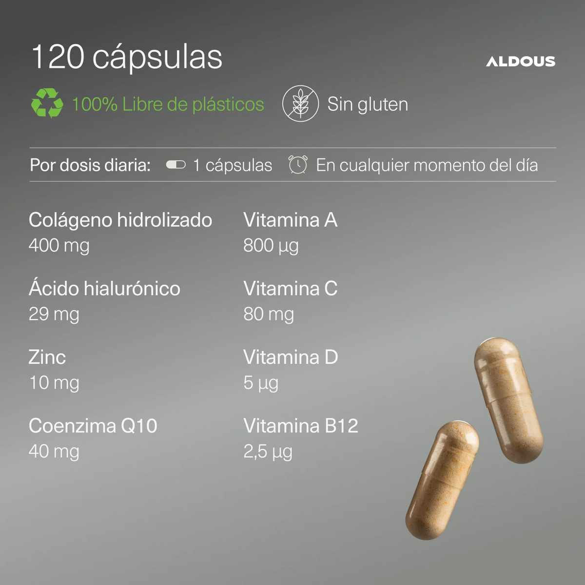 Pure hydrolyzed collagen with magnesium and vitamin c - 200 capsules - naticol hydrolyzed marine collagen - collagen with magnesium - aldous
