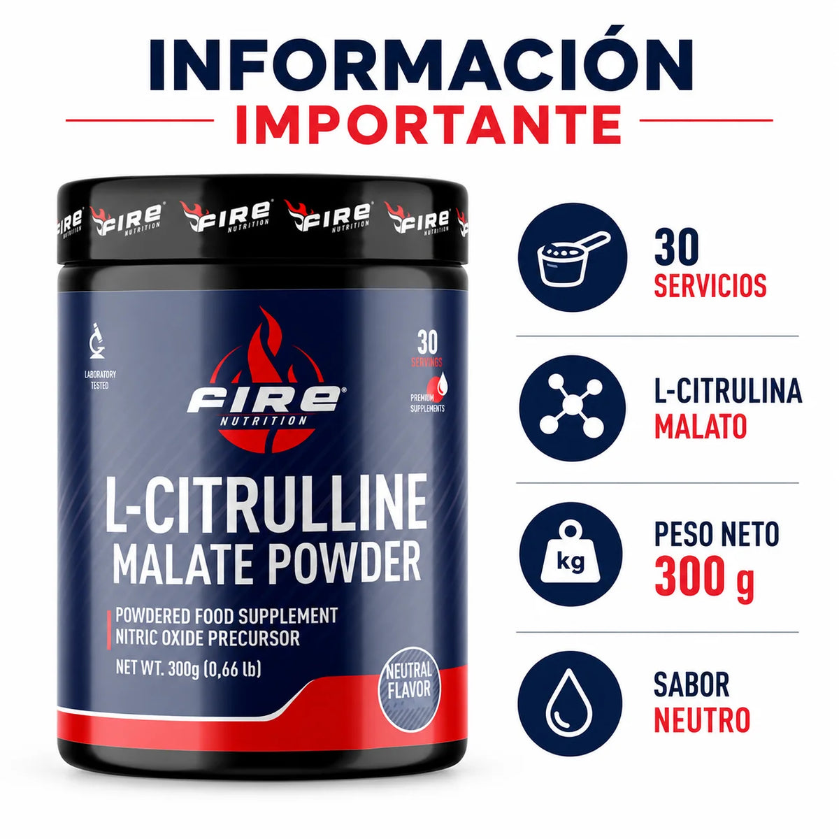 L-citrulline malate fire nutrition 300 g powder | 30 services | neutral flavor