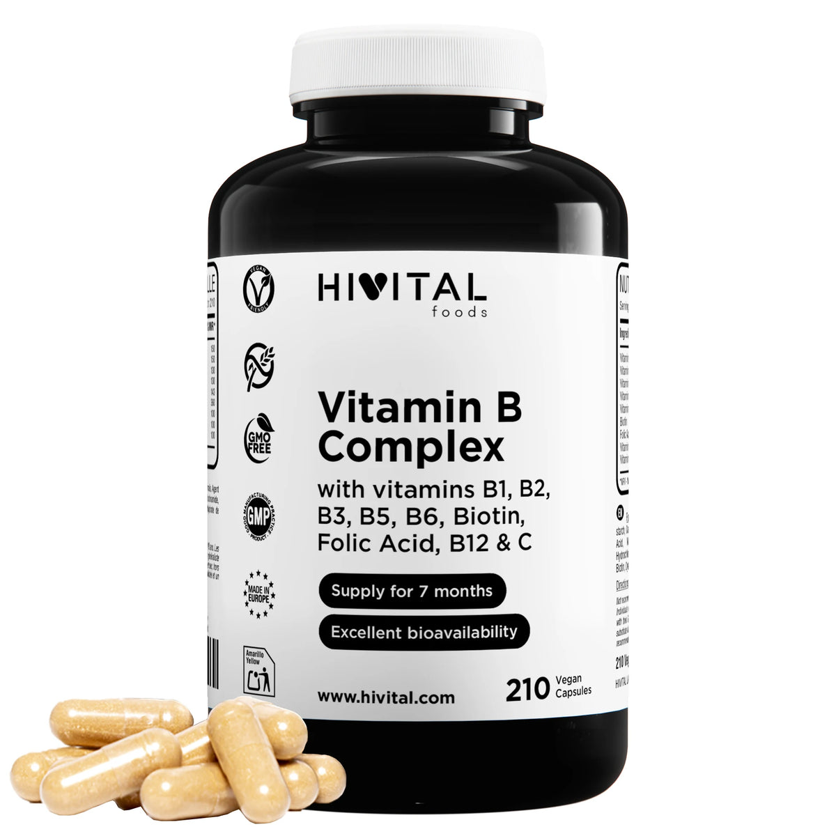 Vitamin b complex | 210 vegan capsules. hivital