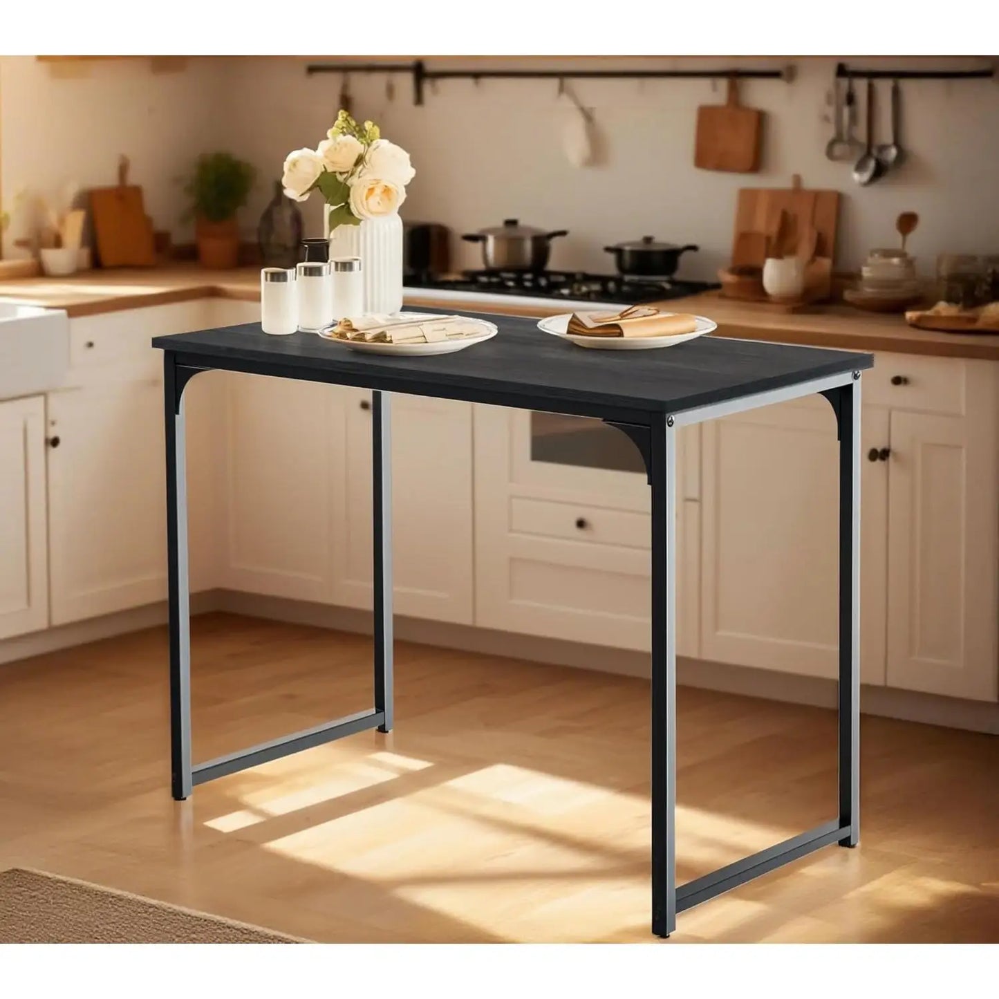 T-LoVendo - 80x40cm Desk Table for Computer, Home Office Study with Adjustable Legs, Durable Metal Structure and Realistic Wood Finish, Compact and Easy Assembly, Perfect for Small Spaces, Elevating Desk for Enhanced Function gaming desk
