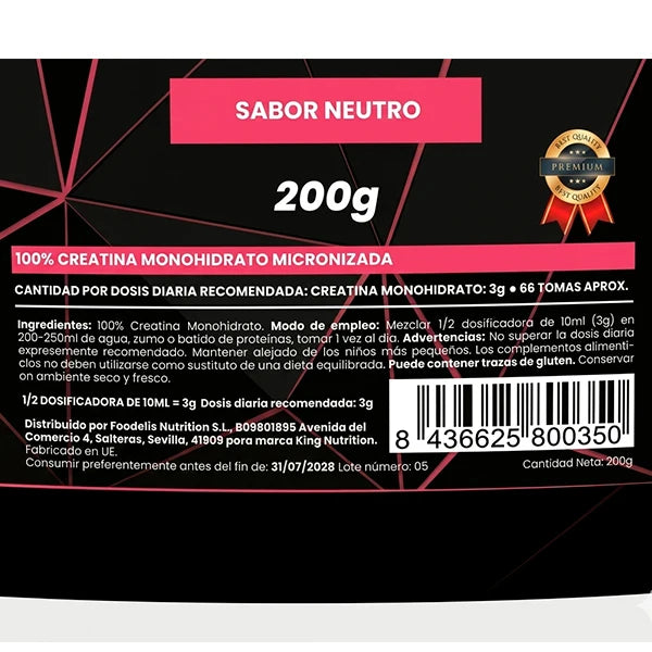 King nutrition gainer colossus mass 3kg protein creatine carbohydrates + 200g creatine monohydrate