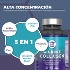 Hn healthy nutrition hydrolyzed marine collagen with hyaluronic acid, vitamin c, coenzyme q10, zinc and magnesium - 50 capsules - food supplement