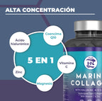 Hn healthy nutrition hydrolyzed marine collagen with hyaluronic acid, vitamin c, coenzyme q10, zinc and magnesium - 120 capsules - food supplement