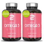 Hn healthy nutrition omega 3 capsules 2000 mg - 240 soft pearls with fish oil and vitamin e - omega 3 with epa (eicosapentaenoic acid) and dha (docosahexaenoic acid) - 700 mg epa and 500 mg dha - 2 bottles