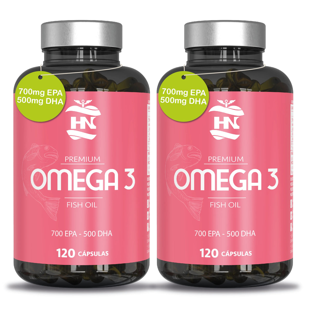 Hn healthy nutrition omega 3 capsules 2000 mg - 240 soft pearls with fish oil and vitamin e - omega 3 with epa (eicosapentaenoic acid) and dha (docosahexaenoic acid) - 700 mg epa and 500 mg dha - 2 bottles