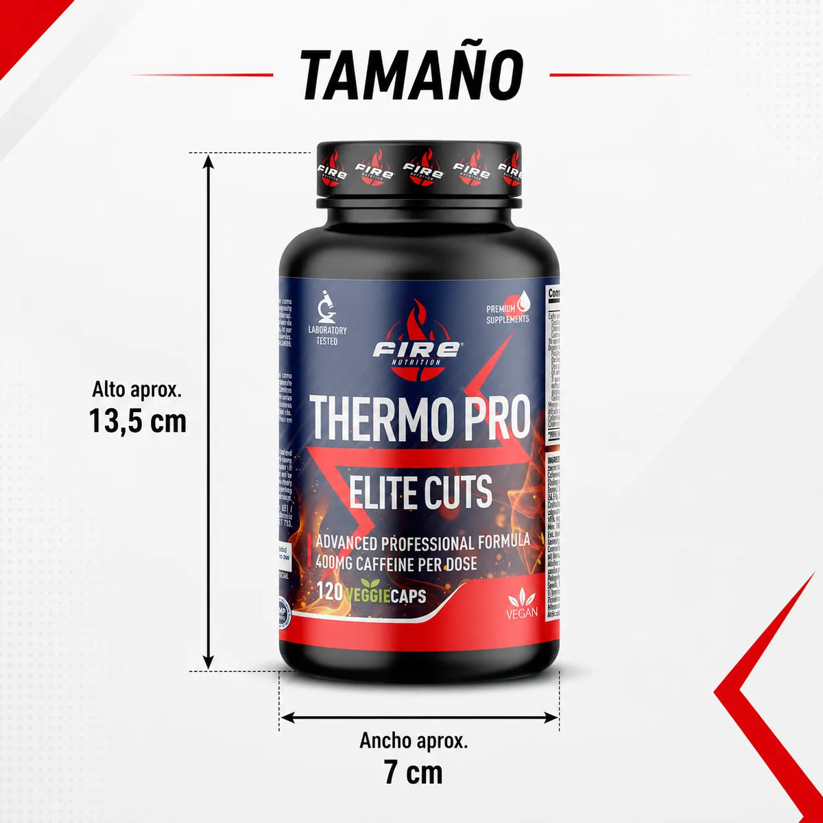 Thermo pro elite cuts 120 vegetable capsules fire nutrition – formula with 400 mg of caffeine per dose