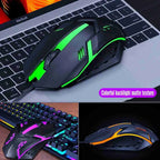 Almalux® Gaming Keyboard and Mouse Combo with Rainbow Backlit Mechanical Feel, USB, Multimedia Keys, Waterproof Design for PC Gaming