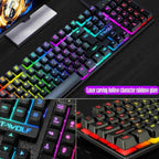 Almalux® Gaming Keyboard and Mouse Combo with Rainbow Backlit Mechanical Feel, USB, Multimedia Keys, Waterproof Design for PC Gaming