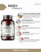 Webotanix. |   Nad+ formula with trans-resveratrol and quercetin |   60 capsules |   With vitamins b2 and b5 + piperine |   Cellular energy, repair and longevity |   Without gluten |   Vegan