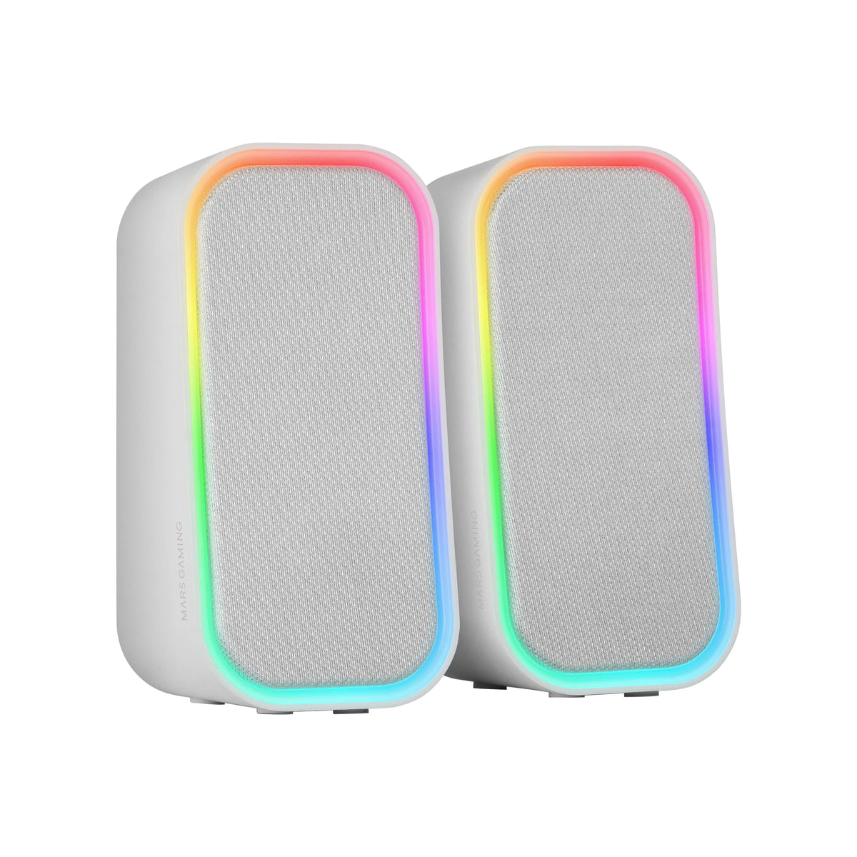 Mars Gaming MS-OM, 20W Gaming Speakers, RGB Dynamic Lighting, 5.3 + AUX-IN Bluetooth Speakers, Volume Control Box, DSP Chipset Customized, Universal Compatibility, Black or White Bluetooth Speakers