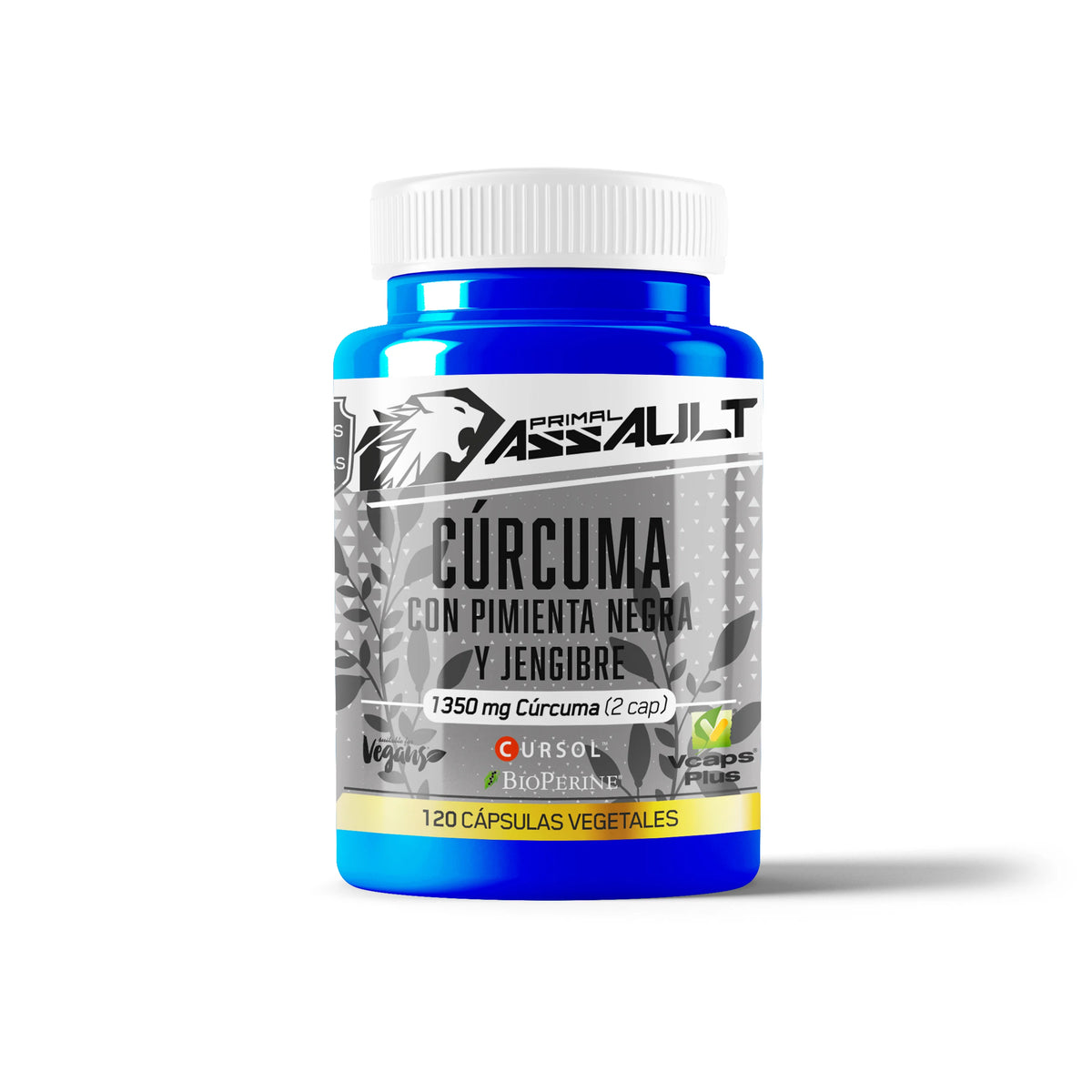 Primal assault |   Organic turmeric with ginger and black pepper (1420mg x dose) - curcumin and piperine - turmeric bio turmeric -120 capsules