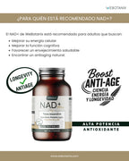 Webotanix. |   Nad+ formula with trans-resveratrol and quercetin |   60 capsules |   With vitamins b2 and b5 + piperine |   Cellular energy, repair and longevity |   Without gluten |   Vegan