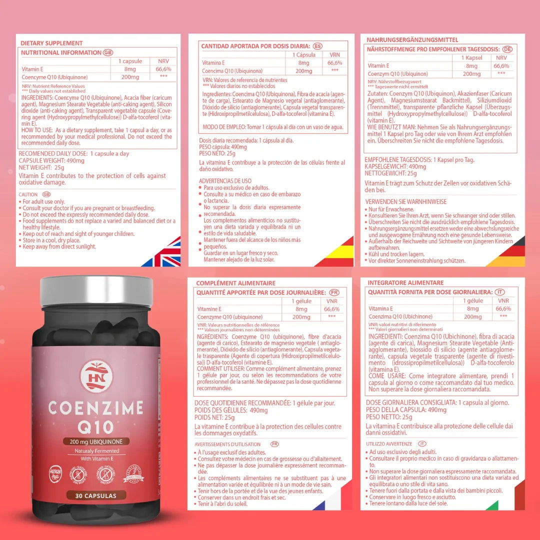 Hn healthy nutrition coenzyme q10 200mg + vitamin e - 30 capsules - food supplement